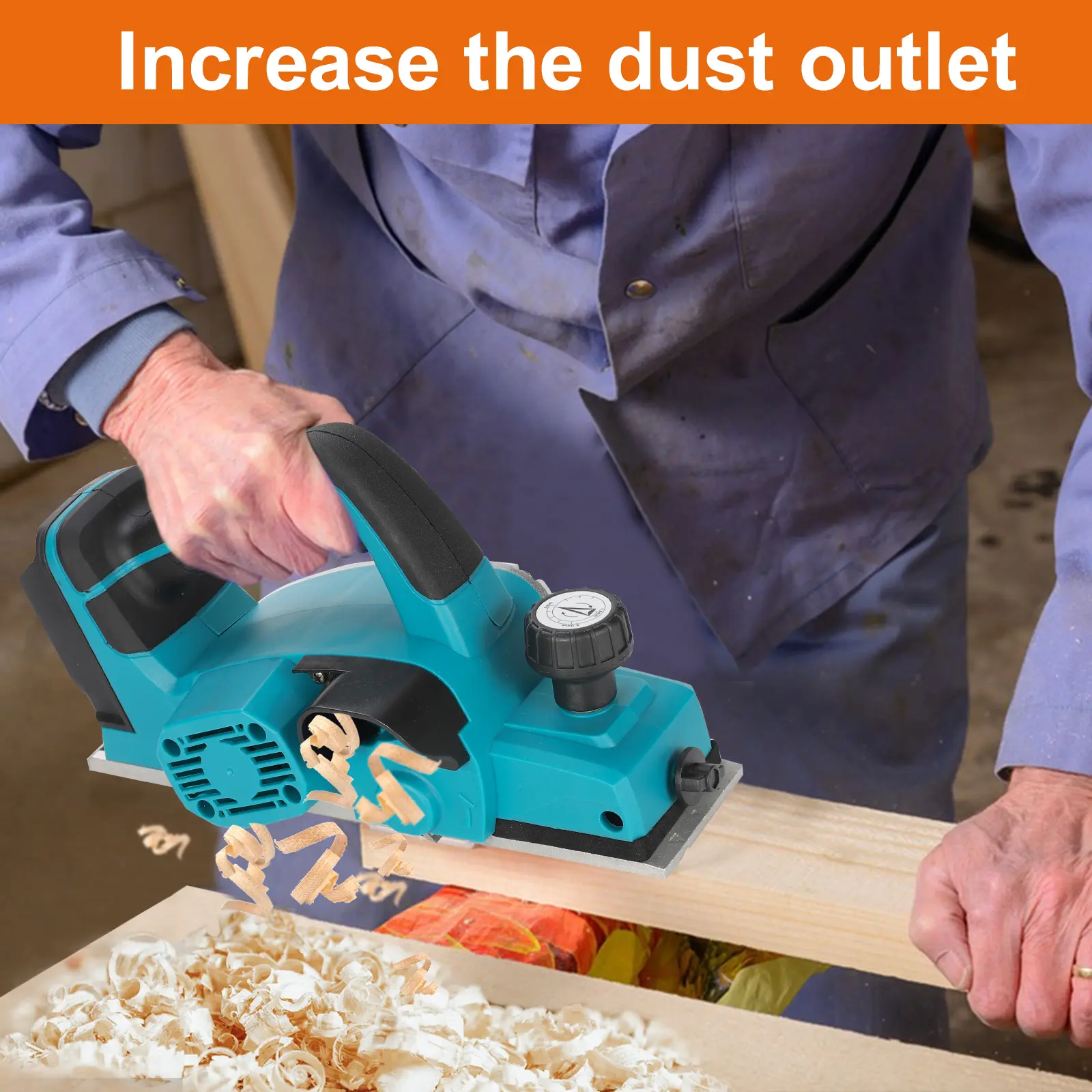 Heimerdinger 18V Rechargeable Lithium Battery Powered Handheld Woodworking Tool Brushless  Cordless Electric Planer, No battery