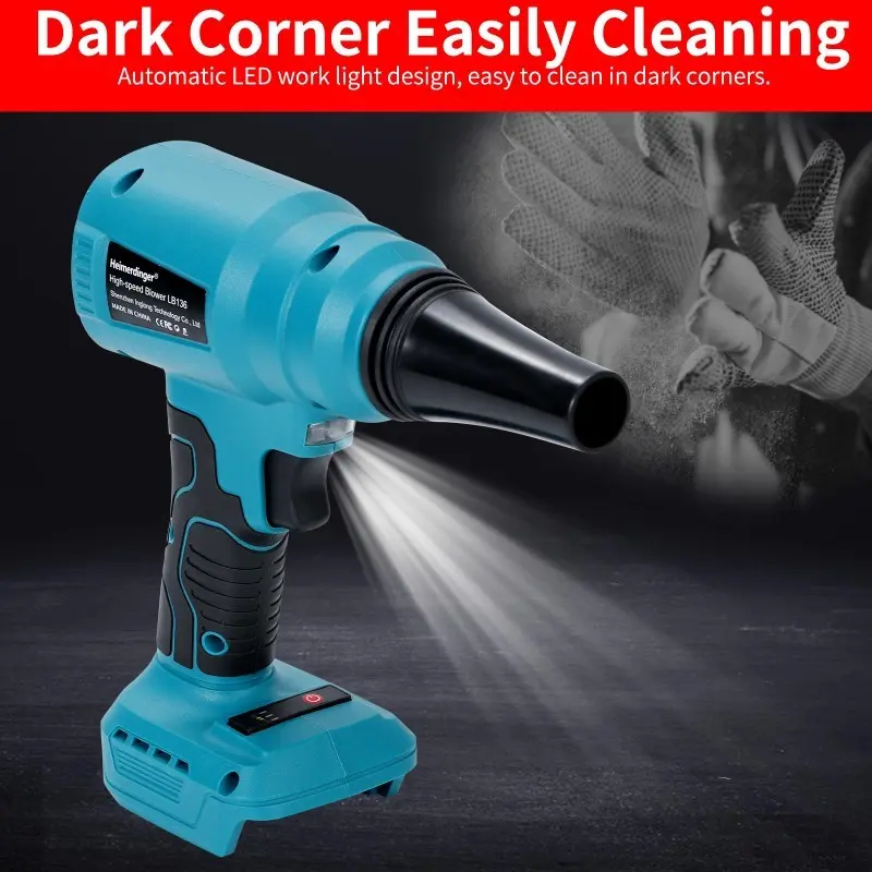 Heimerdinger Cordless Blower 85000rpm- Stepless Speed, 15000Pa Suction, for Cleaning/Pet/Dust (18-21V DC), No battery