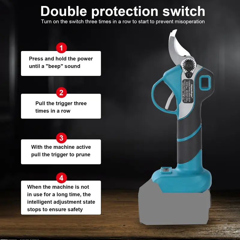 Heimerdinger 200W brushless Pruning Shears 1.3T Bite Force, 25MM Branch Cut, 21000RPM, Cordless 18V, Digital Display, No battery