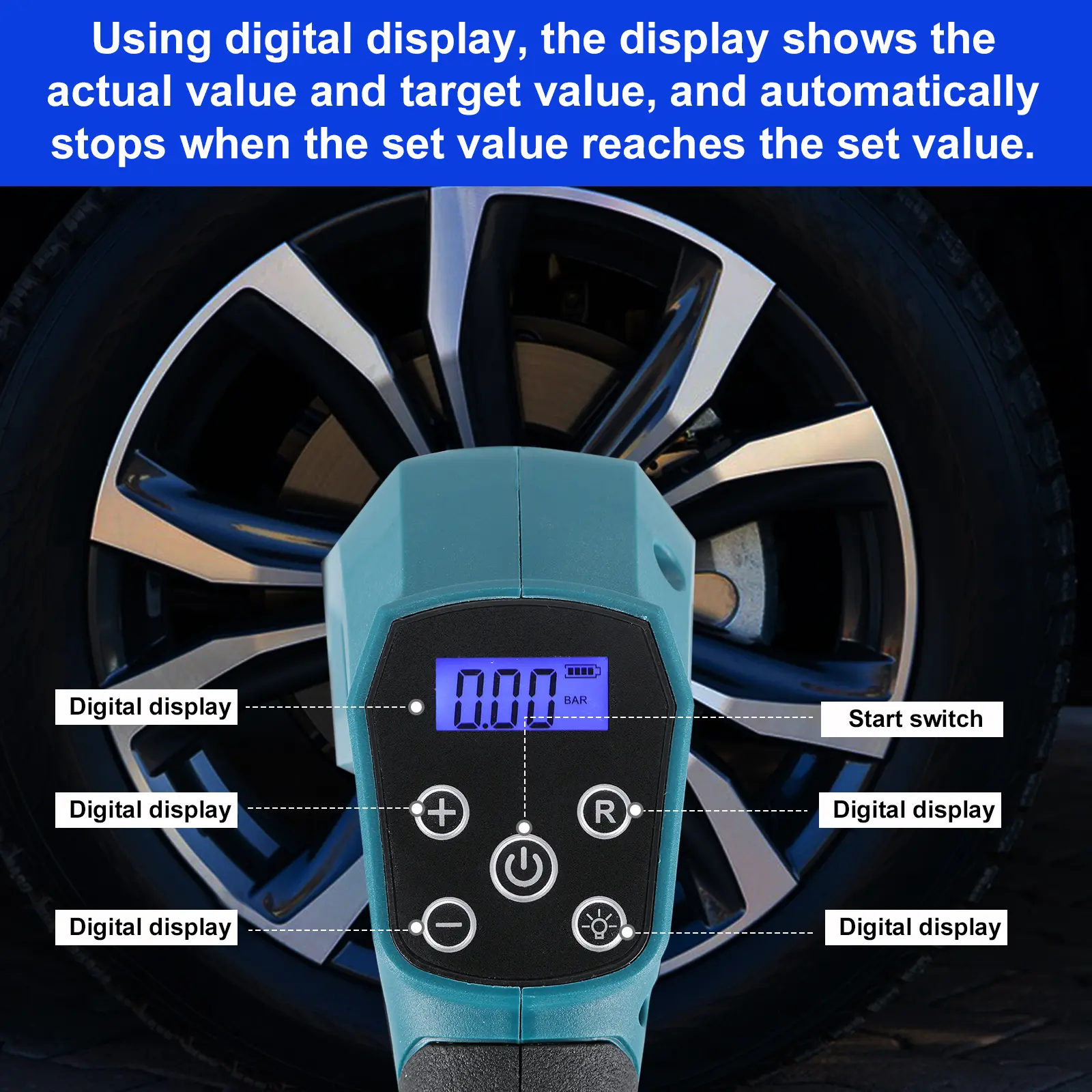 Cordless Air Pump For Car Bicycle Tires Balls Portable Car Tire Inflator Air Compressor For Makita 18V Battery, No battery