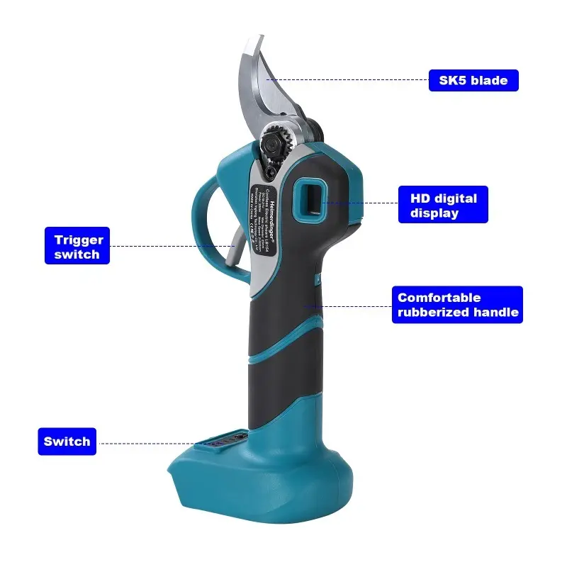 Heimerdinger 200W brushless Pruning Shears 1.3T Bite Force, 25MM Branch Cut, 21000RPM, Cordless 18V, Digital Display, No battery
