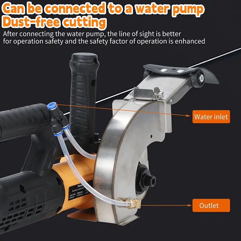 220V Professional Brushless Wall Groover & Cutter - 3000W, Dust-Free Water Cooling, 140° Cover for Concrete/Brick/Marble​