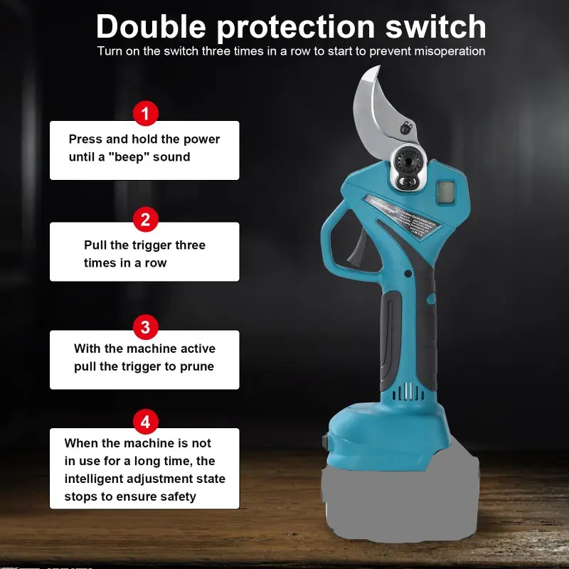 Heimerdinger Brushless 300W Pruning Shears 1.8T Bite Force, 40MM Branch Cut, 19800RPM, Cordless 18V, Digital Display, No battery