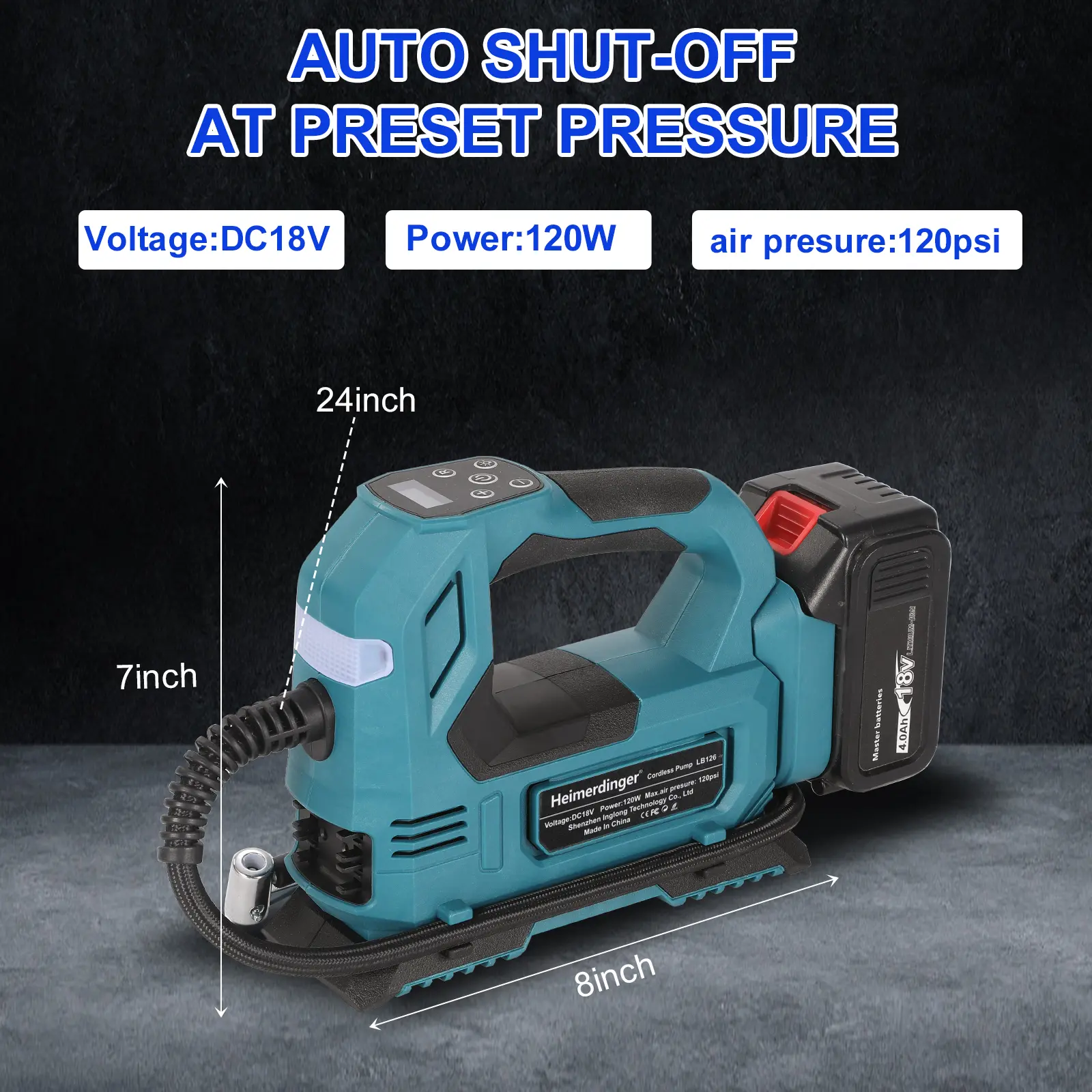 Cordless Air Pump For Car Bicycle Tires Balls Portable Car Tire Inflator Air Compressor For Makita 18V Battery, No battery