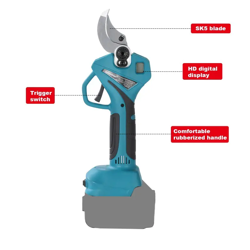 Heimerdinger Brushless 300W Pruning Shears 1.8T Bite Force, 40MM Branch Cut, 19800RPM, Cordless 18V, Digital Display, No battery