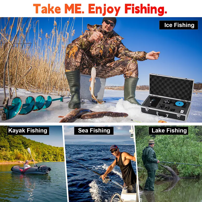 Heimerdinger 360° Rotating Underwater Fish Finder with HD Night Vision, IPX7, Temp & Depth Sensor for Ice/Kayak/Fishing