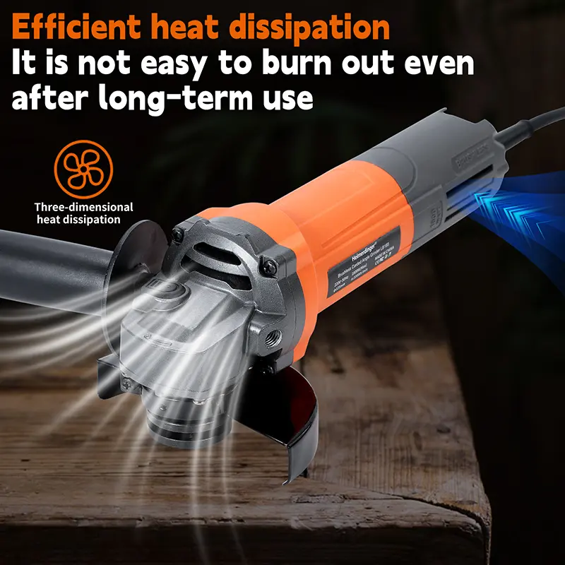 Heimerdinger Brushless  4-1/2" Angle Grinder | 3D Heat Dissipation | 55mm Light Body | Alloy Guard | Heavy Duty Cutting
