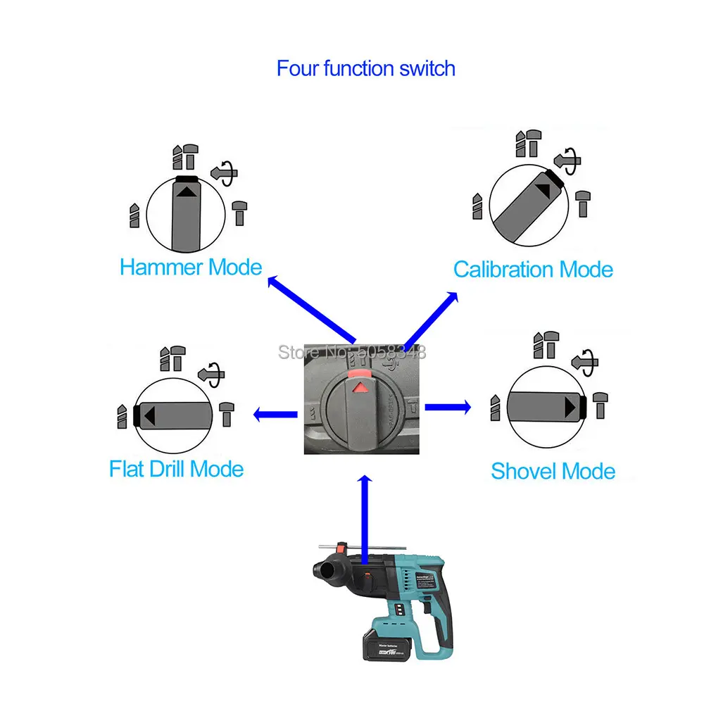18V rechargeable lithium battery powered brushless cordless rotary hammer drill electric Hammer impact drill
