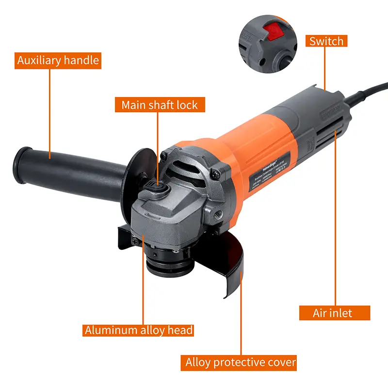 Heimerdinger Brushless  4-1/2" Angle Grinder | 3D Heat Dissipation | 55mm Light Body | Alloy Guard | Heavy Duty Cutting