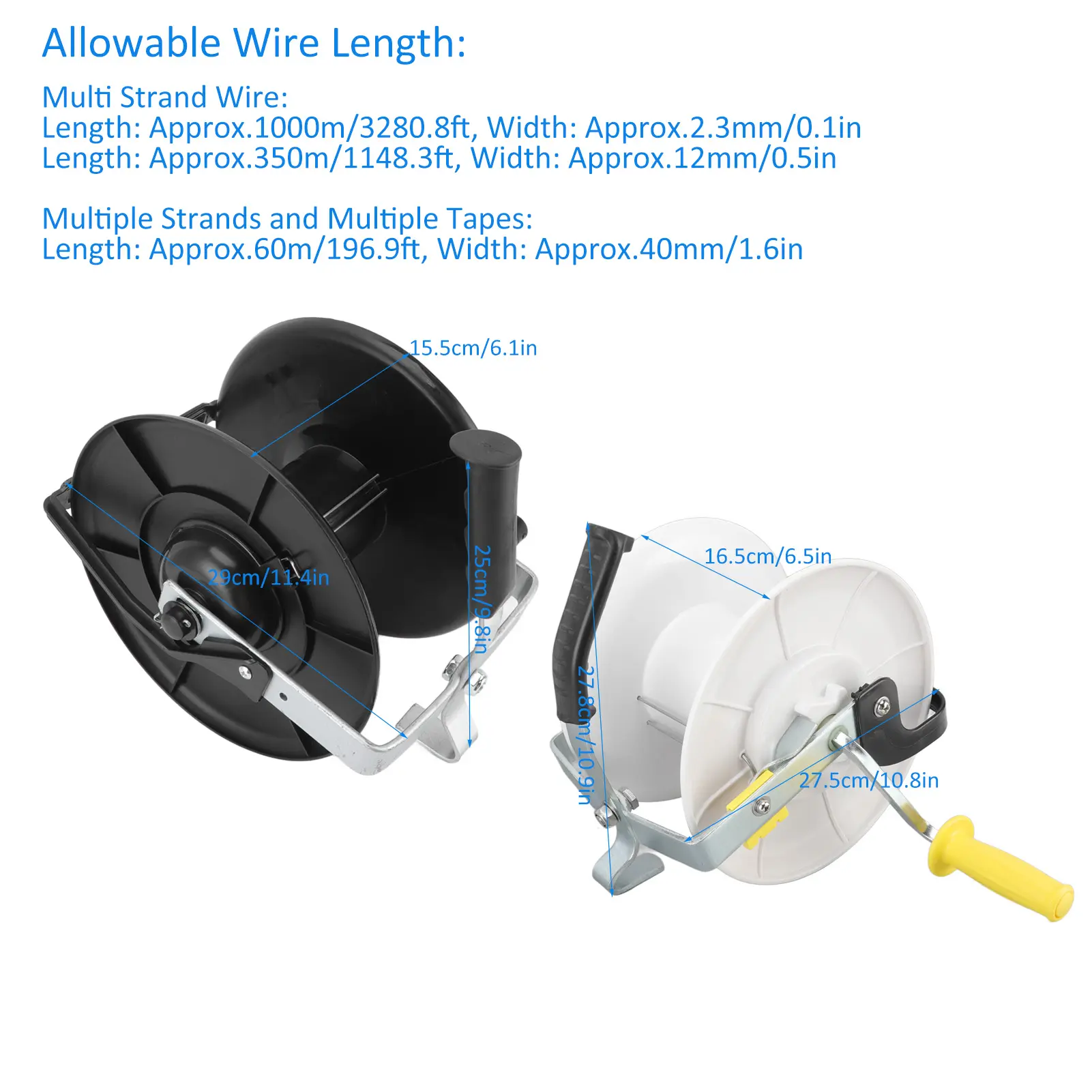 Electric Fence Wire Reel Manually High Strength ABS Fence Electrified Rope Cord Reel Electrified Rope Winder for Farm