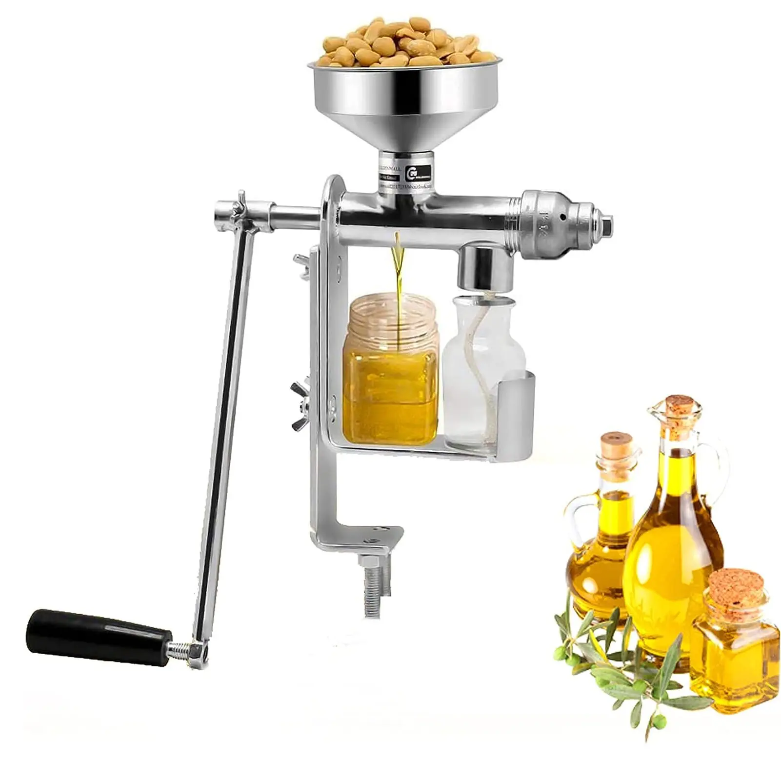 Manual Oil Press Machine Stainless Steel Easy Operation Cold Hot Press Easy to Clean Oil Maker for Nuts Seed Home