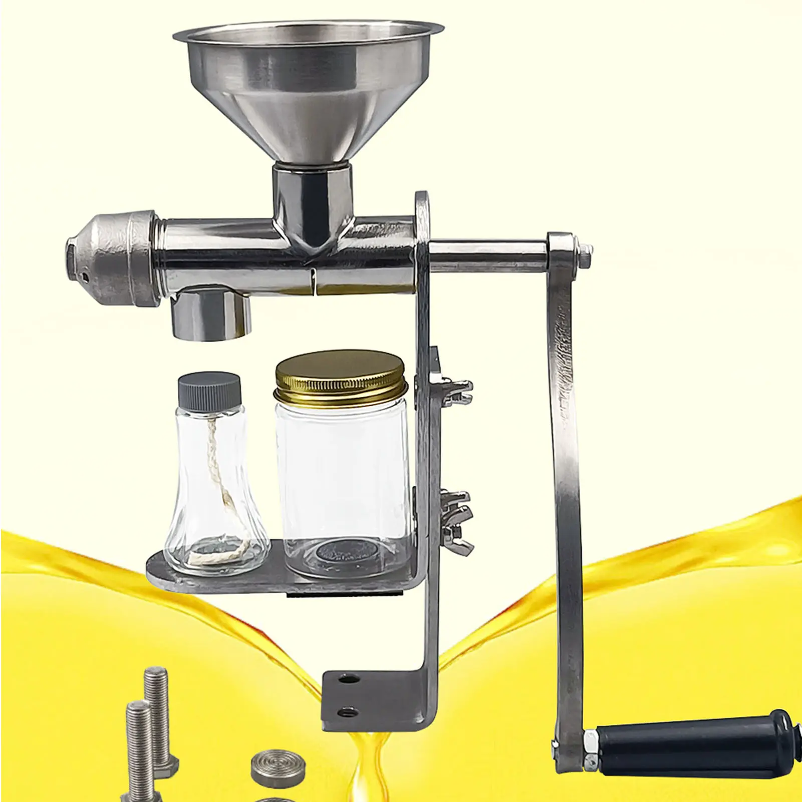Manual Oil Press Machine Stainless Steel Easy Operation Cold Hot Press Easy to Clean Oil Maker for Nuts Seed Home
