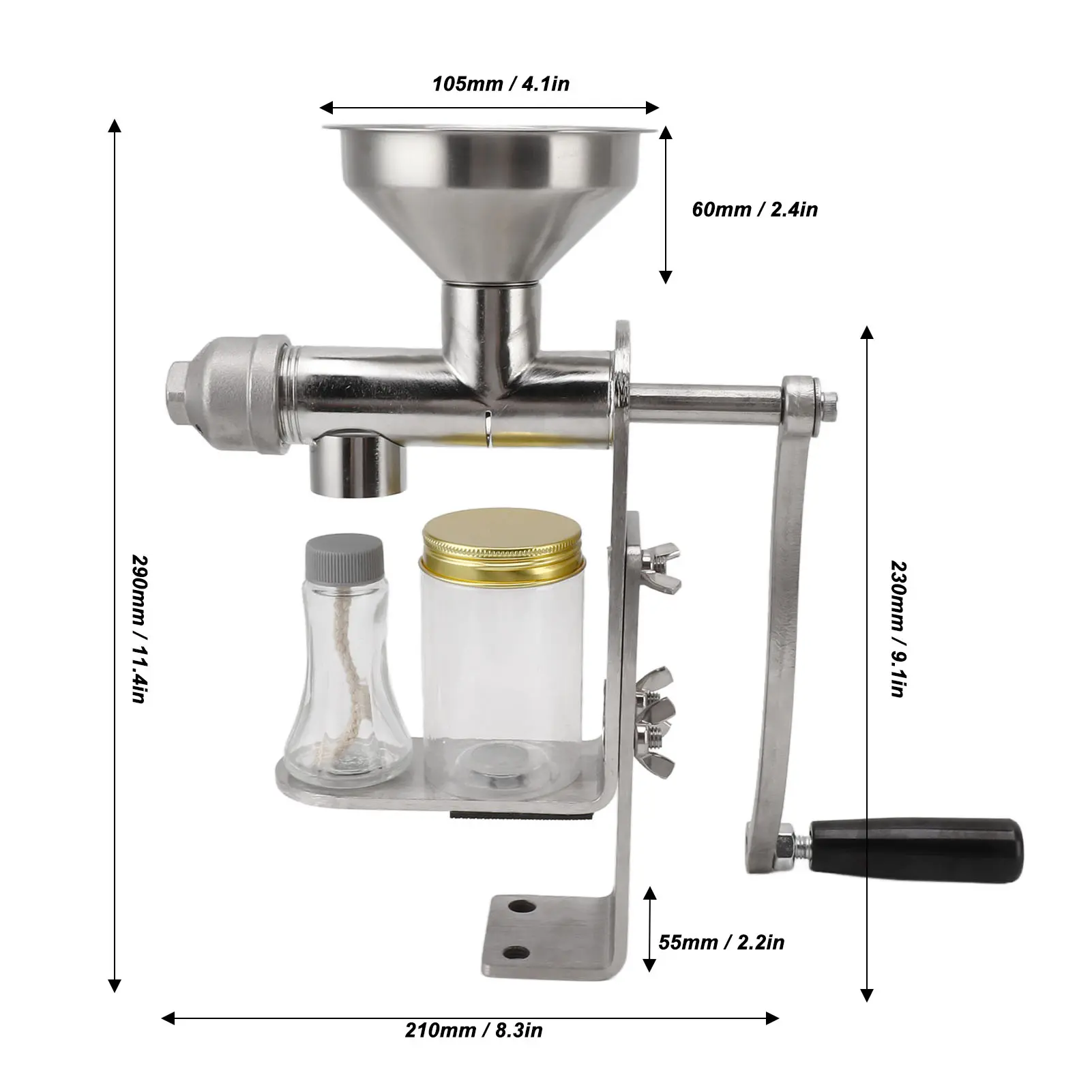 Manual Oil Press Machine Stainless Steel Easy Operation Cold Hot Press Easy to Clean Oil Maker for Nuts Seed Home