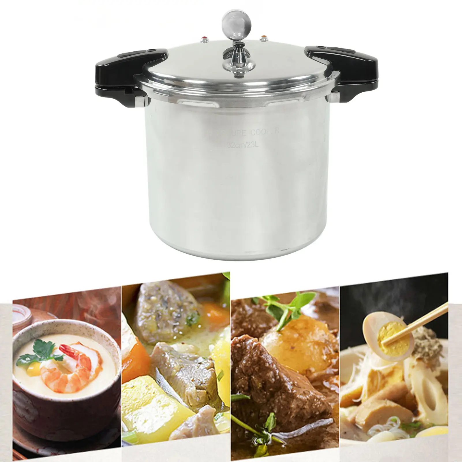 23L Pressure Cooker Aluminum Alloy Pressure Cooker with Gauge Multifunctional Pressure Canner for Home Restaurant Hotel Canteen