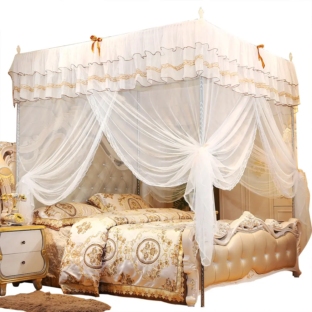 Mosquito Net Luxury Princess Four Corner Post Bed Curtain Canopy Netting Mosquito Net Bedding