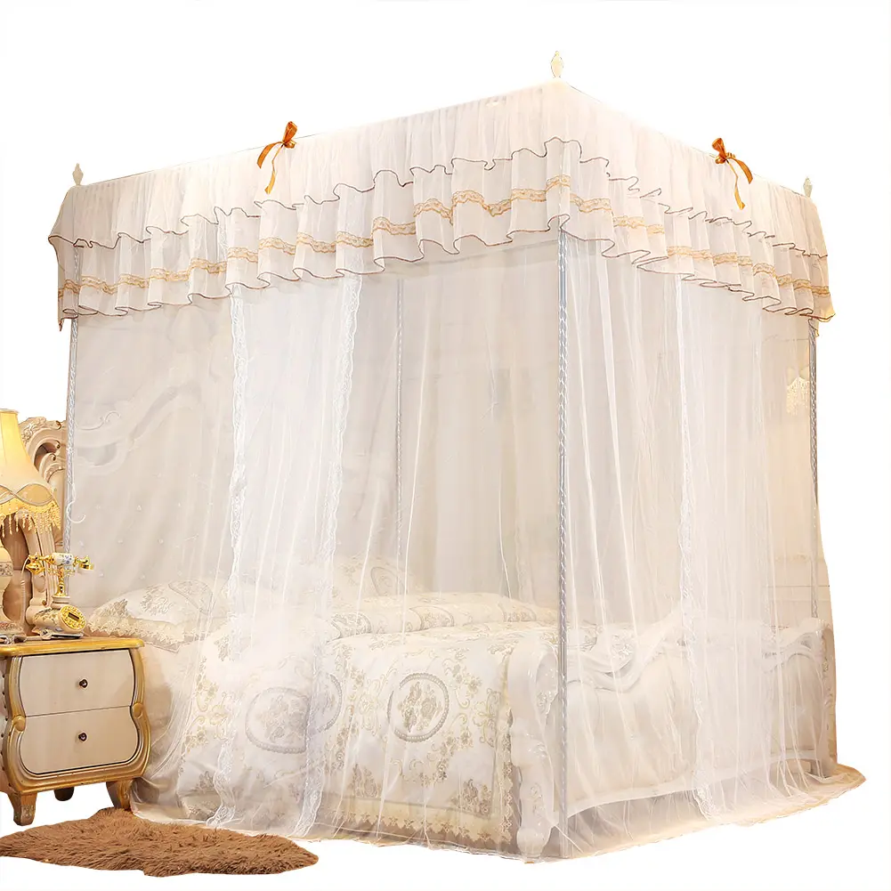 Mosquito Net Luxury Princess Four Corner Post Bed Curtain Canopy Netting Mosquito Net Bedding