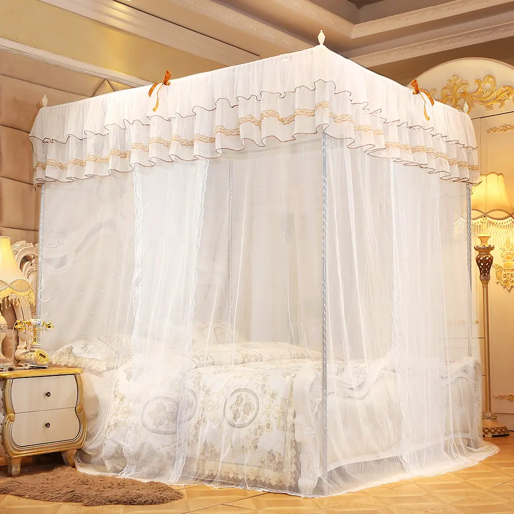 Mosquito Net Luxury Princess Four Corner Post Bed Curtain Canopy Netting Mosquito Net Bedding