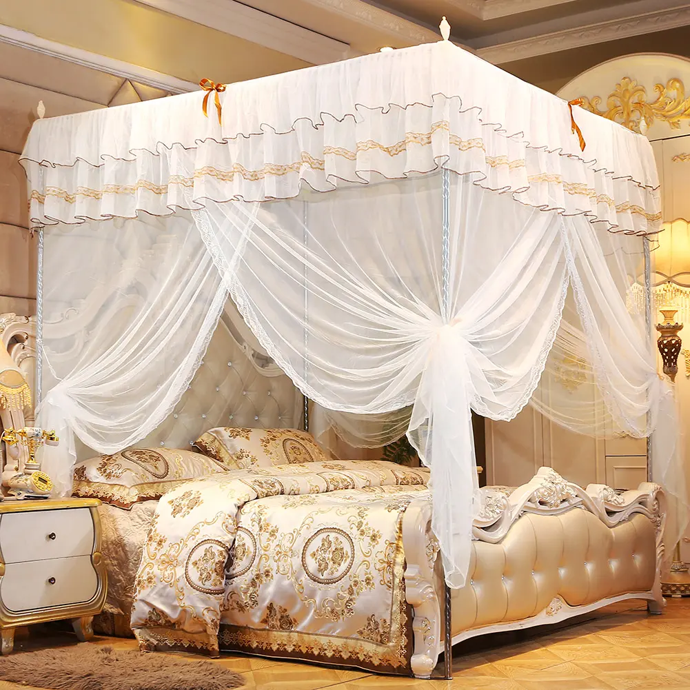 Mosquito Net Luxury Princess Four Corner Post Bed Curtain Canopy Netting Mosquito Net Bedding