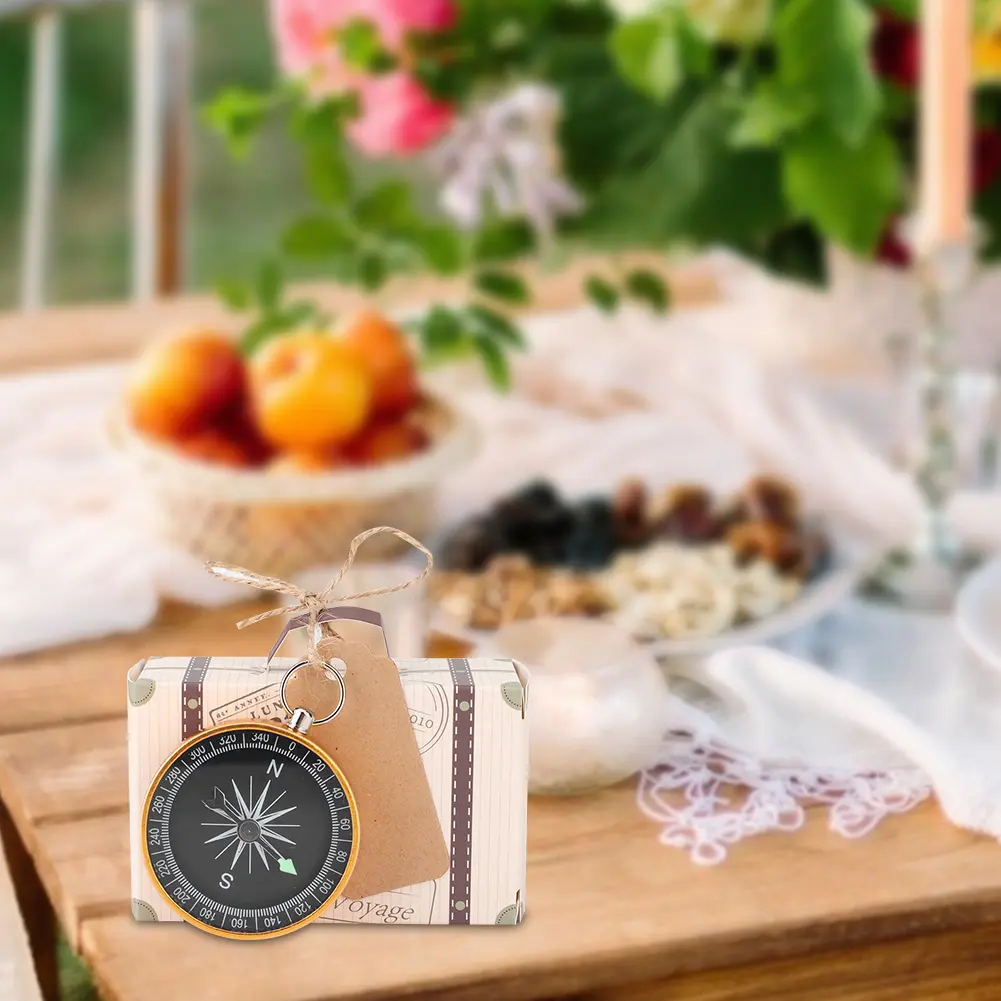 20Pcs Wedding Gift Box Candy Boxes with Compass and Kraft Tags for Travel Wedding Favors Decorations