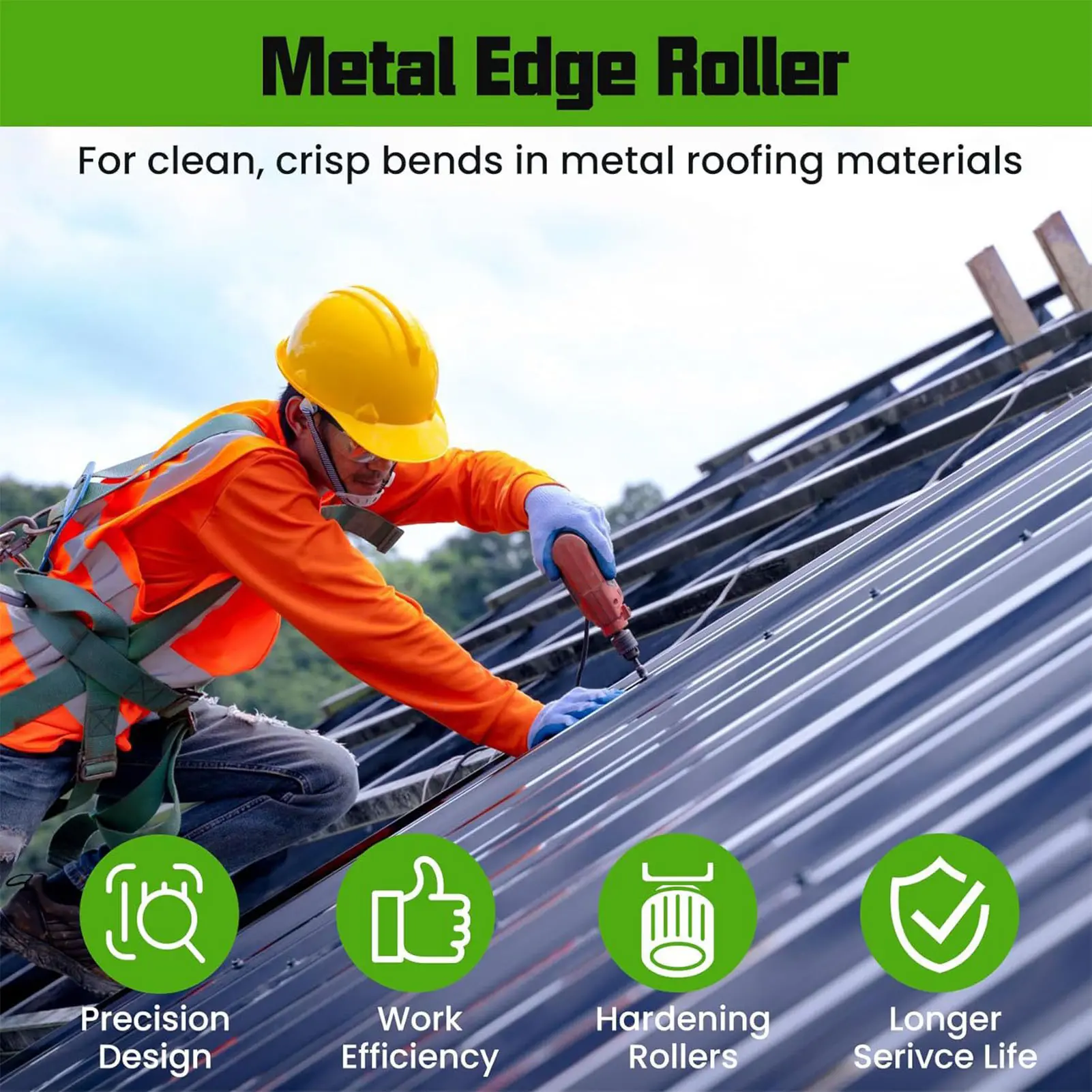 Edge Roller 0 to 90 Degree Steel Aluminum Copper Plate Edge Rolling Bending Tool with 8 Inch Shears for Metal Roofing