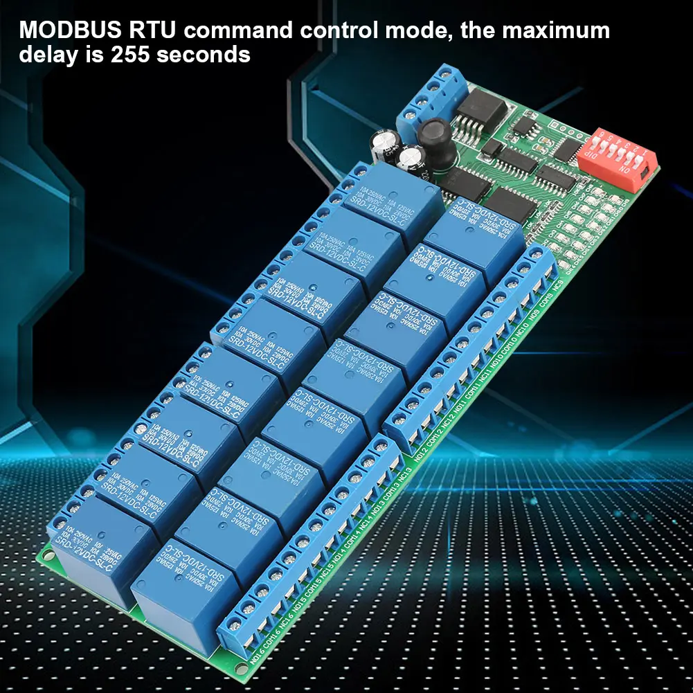 Relay Module 12V 16 Channel MODBUS RTU  Relay Module Board PLC Controller Serial Port   Relay Relay Module
