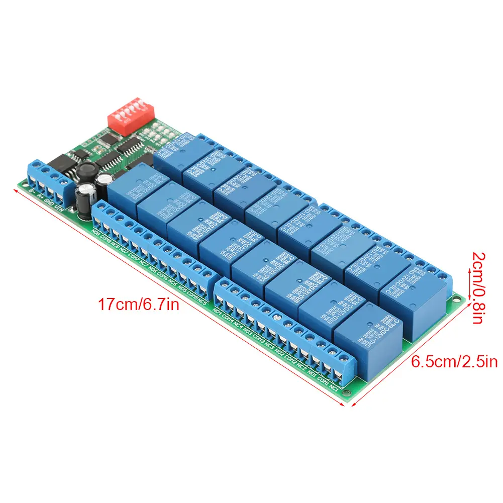 Relay Module 12V 16 Channel MODBUS RTU  Relay Module Board PLC Controller Serial Port   Relay Relay Module