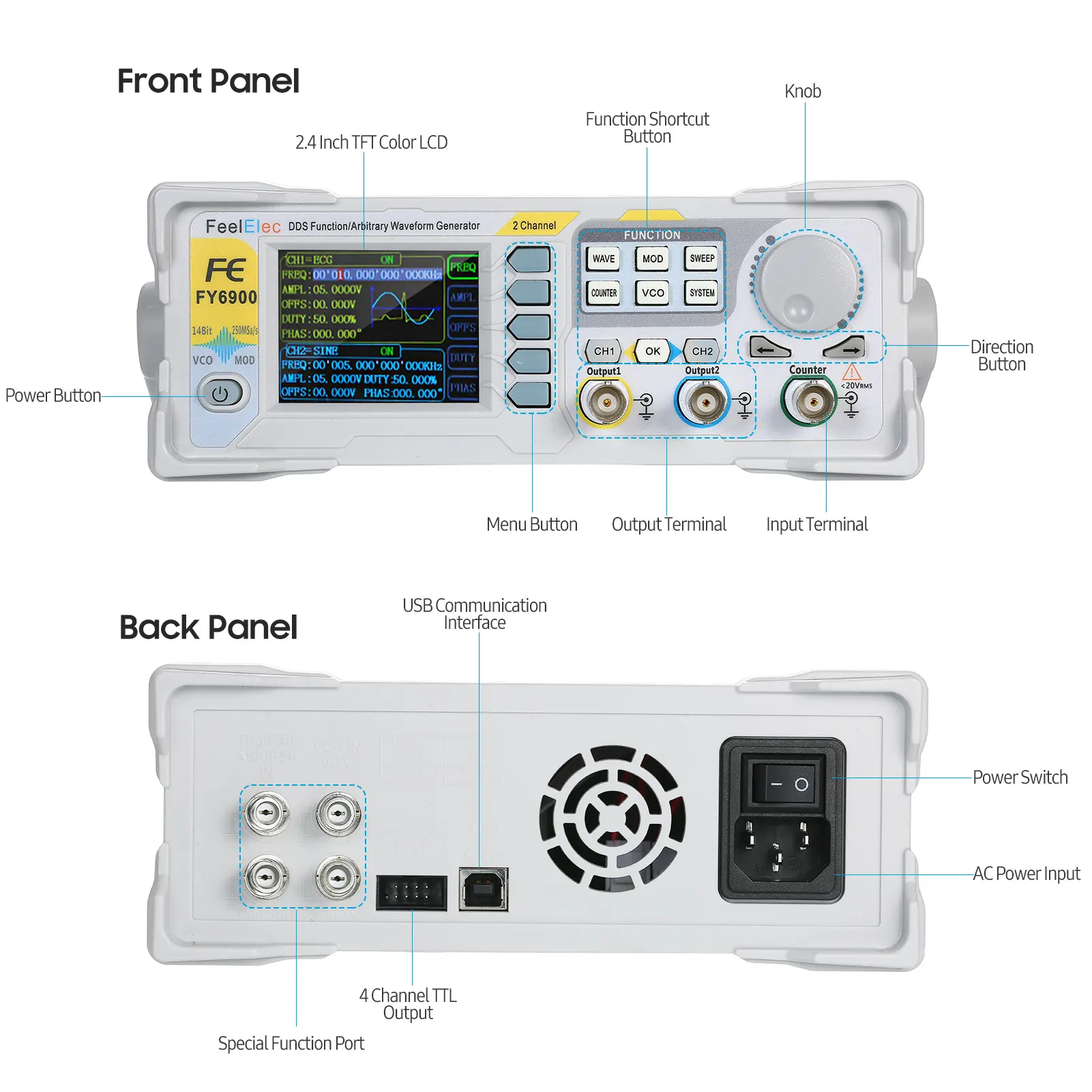 60MHz Function Signal Generator High Precision Digital DDS Dual-channel Function Signal/Arbitrary Waveform Generator Pulse Signa