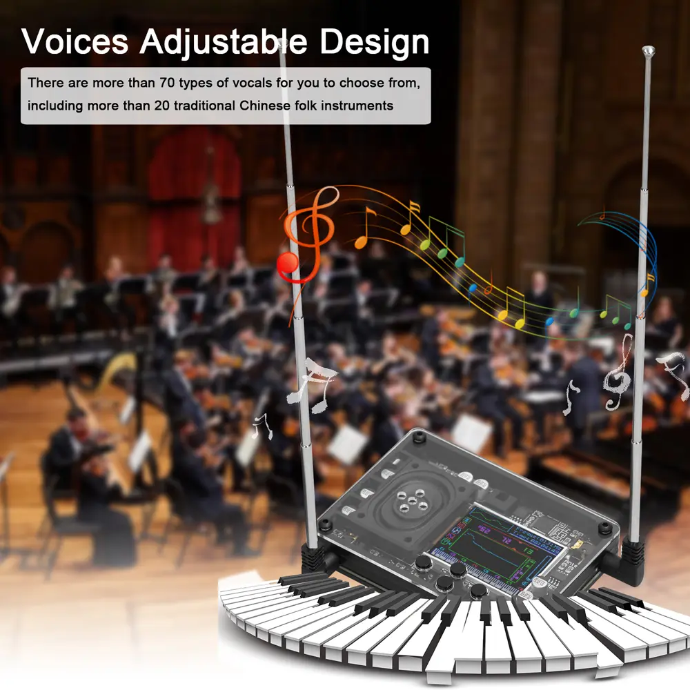 Audio Theremin Musical Module Vintage Electronic Ingenious Instrument Multiple Voices Adjustable with Color Screen Display