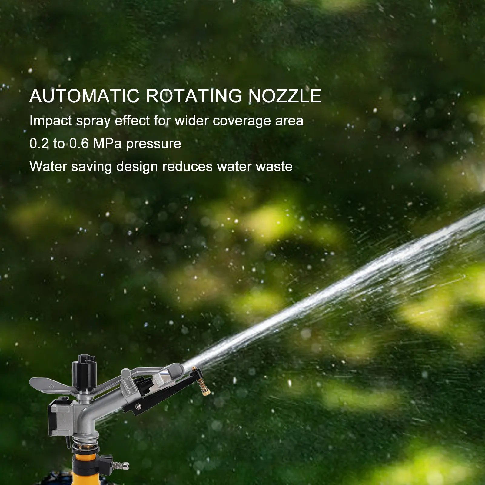 Garden Auto Rotating Sprinkler 360 Degree Auto Rotating Large Area Irrigation Sprinkler with 1‑1/2 Inch FNPT Interface for Yard