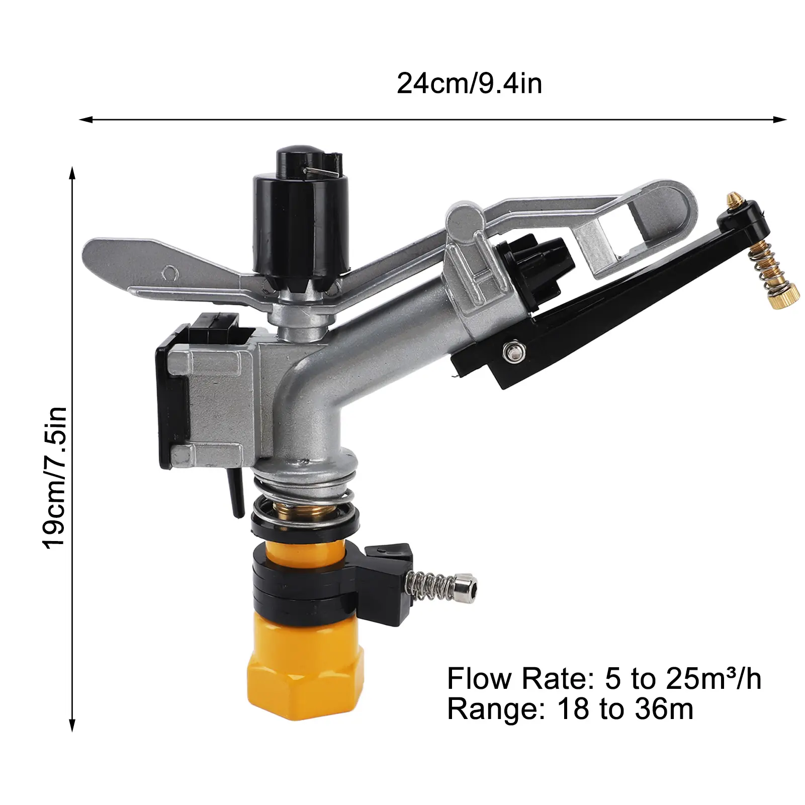 Garden Auto Rotating Sprinkler 360 Degree Auto Rotating Large Area Irrigation Sprinkler with 1‑1/2 Inch FNPT Interface for Yard