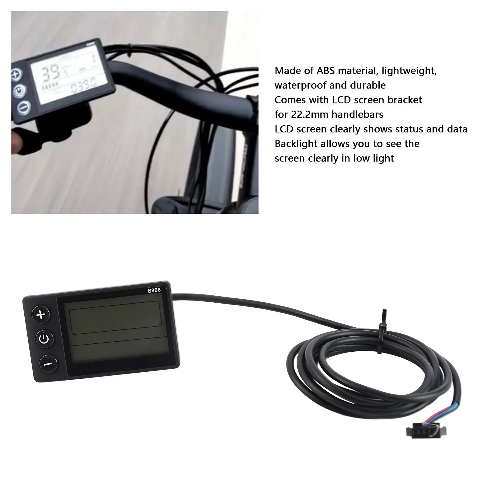 S866 Electric Bicycle LCD Display Meter 24V 36V 48V Electric Scooter Control Panel with SM Plug