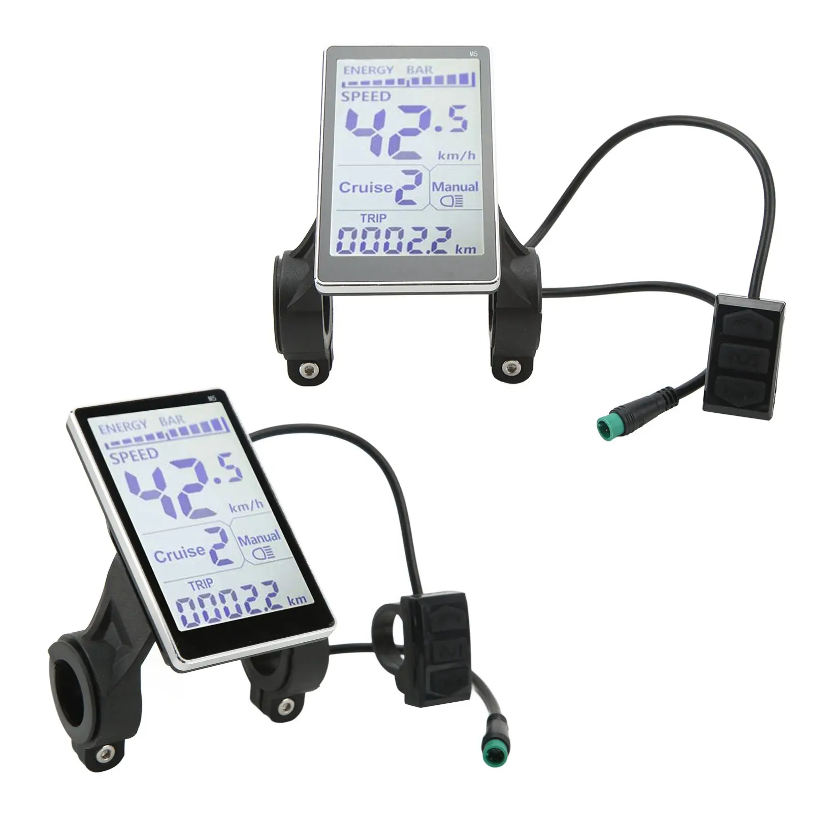 Electric Bike LCD Meter 5 Pin 24V 36V 48V 60V Universal E Scooter M5 LCD Panel Screen for 31.8 22.2mm Electric Bikes