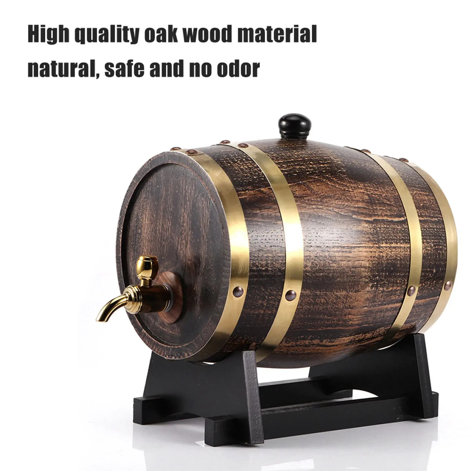 3L Retro Style Oak Wood Red Wine Brandy Whisky Barrel Keg Bucket Container with Faucet
