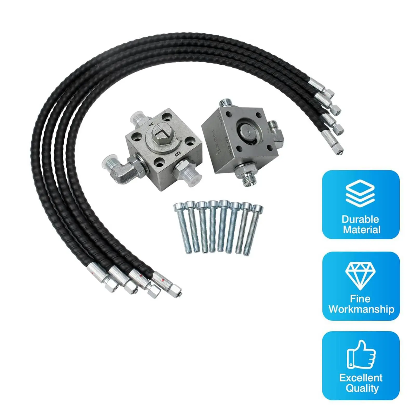 2Pcs 3 Way Diverter Valve for 1-2 Ton Chinese Mini Excavator with 31in Flexible Hoses