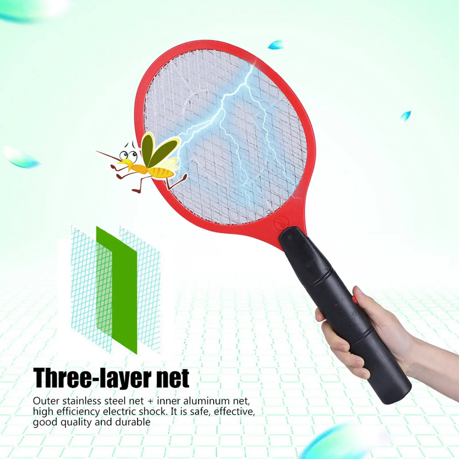 Electric Fly Swatter Cordless Battery Power Electric Fly Mosquito Swatter Bug Zapper Racket Insects Killer