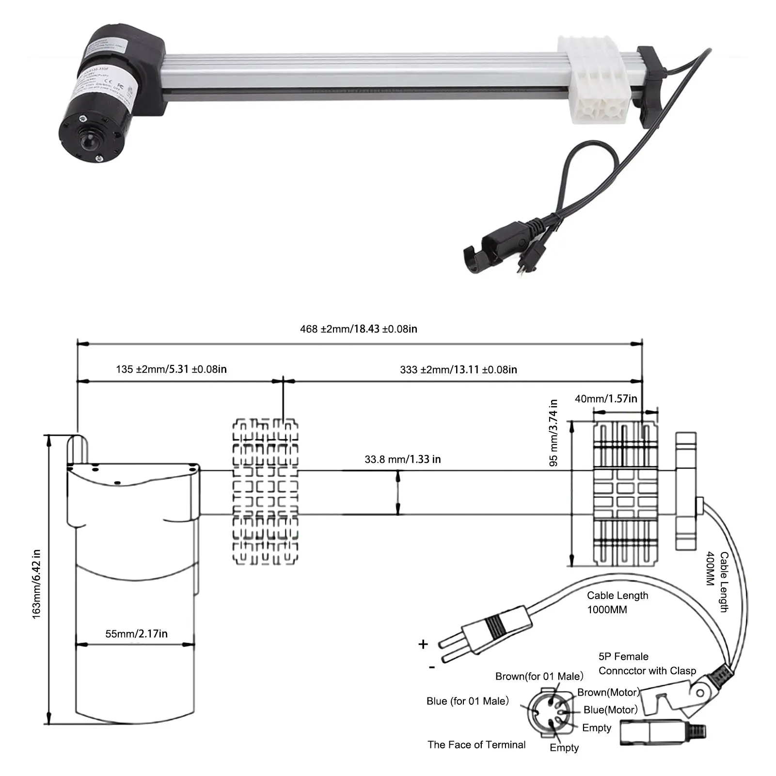 Power Recliner Sofa Motor Actuator 333mm Stroke IPX4 Protection DC29V for Electric Sofas Lift Chairs