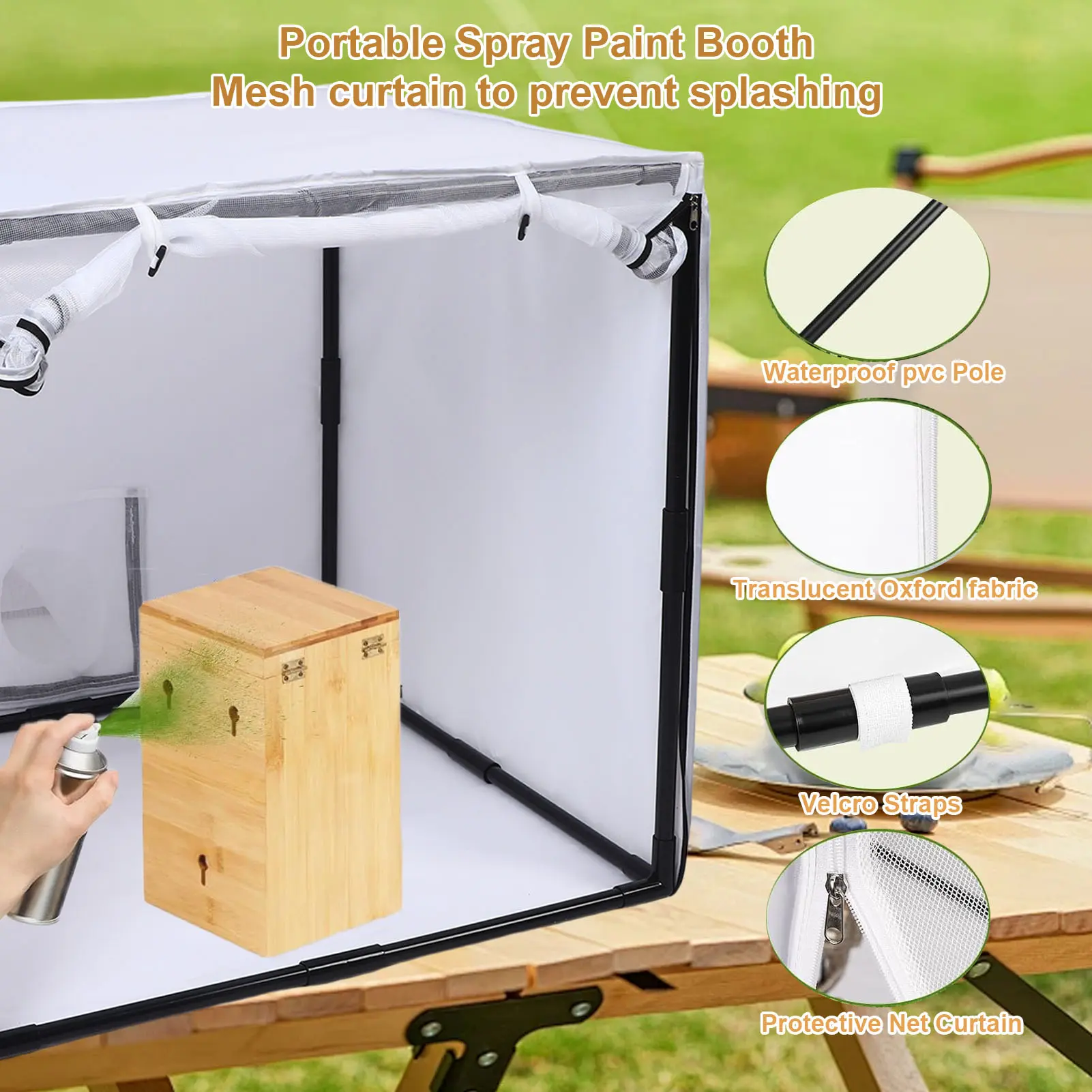 Spray Painting Station Convenient Assembly Mobile Spray Paint Booth Water Proof PVC Pipes for Small Furniture Toys for Studio