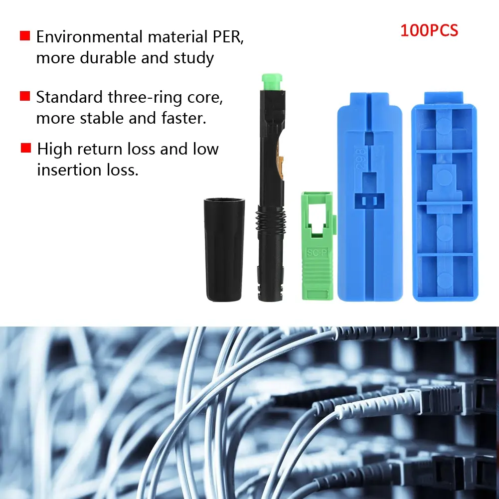 100Pcs SC/APC Embedded Optic Fiber Quick Fast Connector Connecting Adapter(straight plug)
