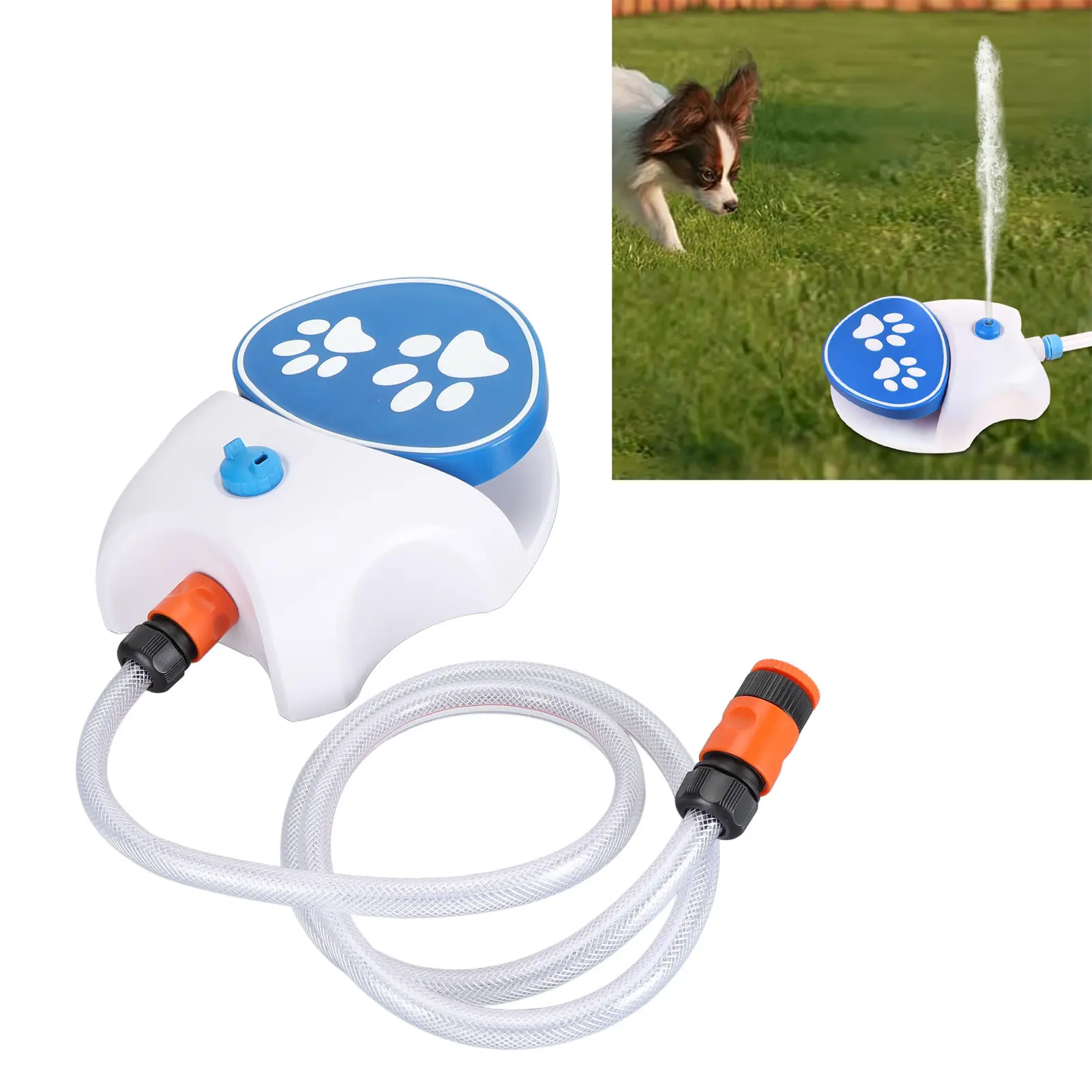 Dog Water Fountain Step On Paw Activated Dog Water Dispenser Dog Sprinkler Drinking Water Feeder with Hose