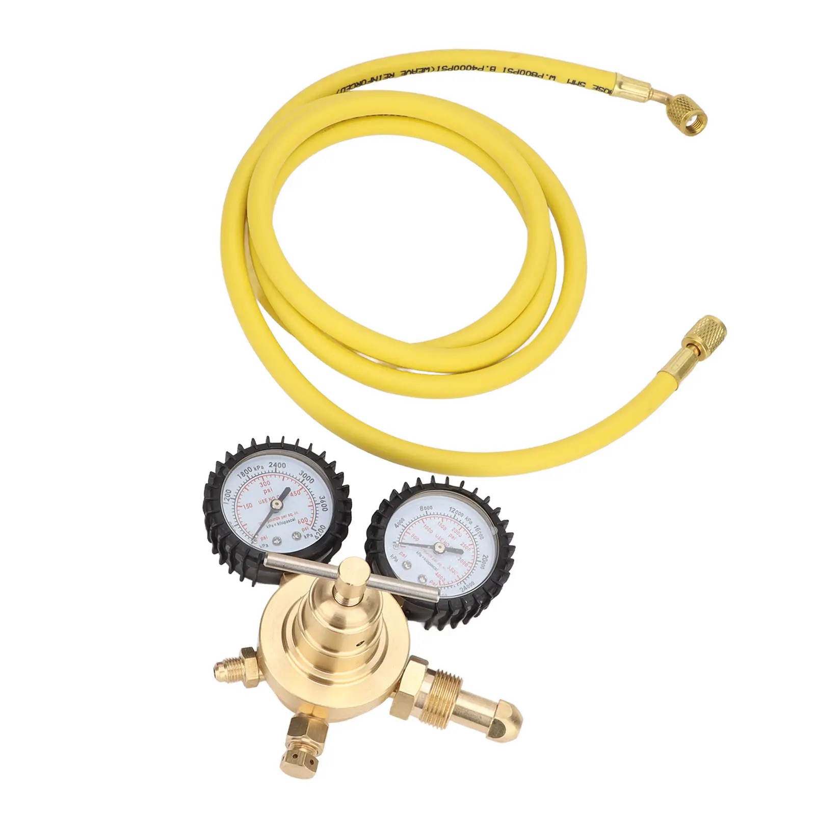 Nitrogen Pressure Gauge Regulator Test Kit Brass Inlet Outlet Connection with 200cm Hose