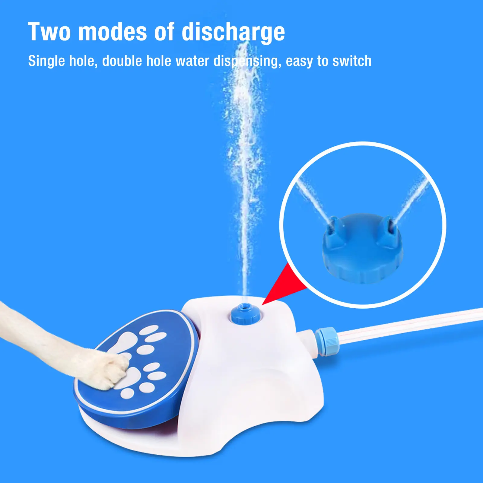 Dog Water Fountain Step On Paw Activated Dog Water Dispenser Dog Sprinkler Drinking Water Feeder with Hose