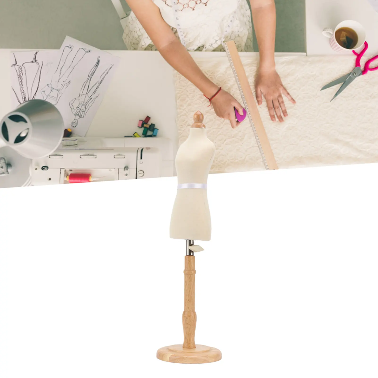 Female Dress Form Professional Beech Wood Durable Sewing Dress Form with Wooden Base for Clothing Dress Display