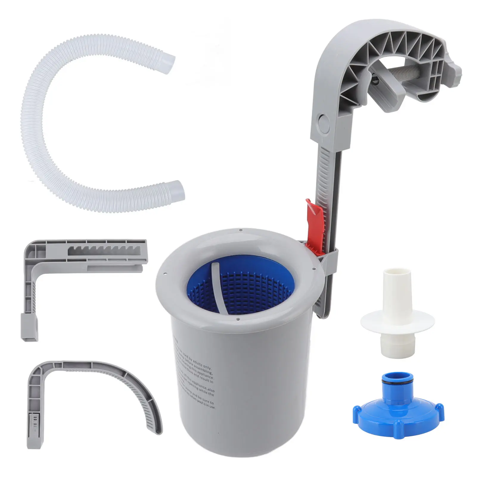 Pool Surface Skimmer Plastic Gray Wall Mounted Automatic Cleaner Filter Debris Collector for Swimming Pool