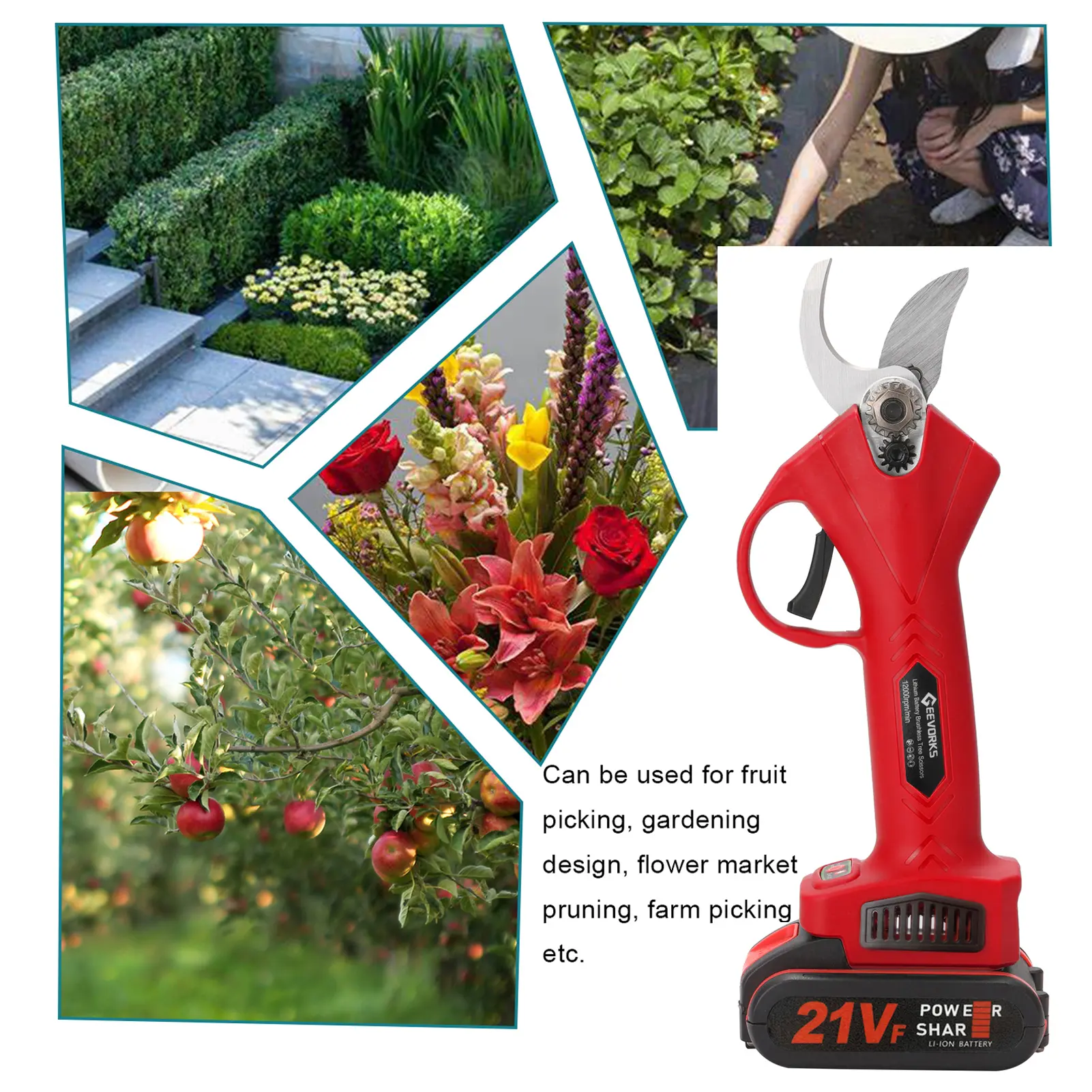 Cordless Electric Scissors Pruner Pruning Shear Efficient Fruit Tree Bonsai Pruning Branches Cutter Landscaping Tool