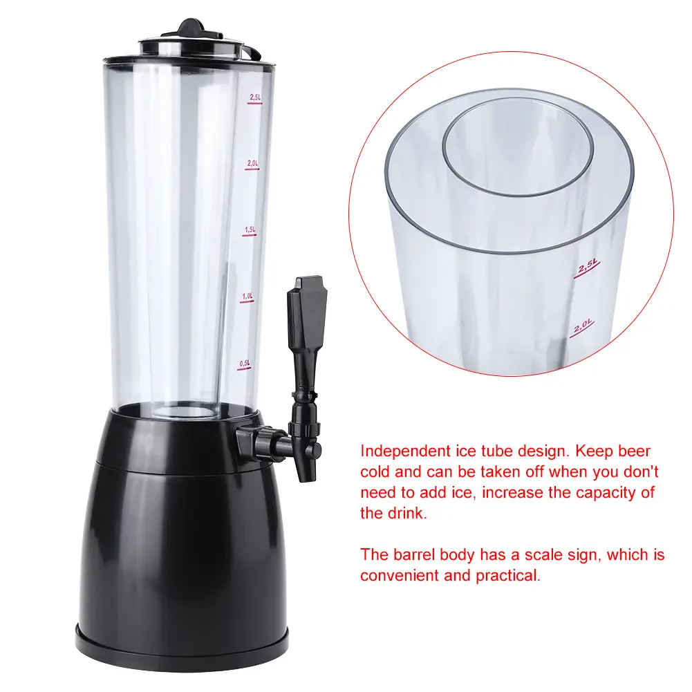 2.5L Beer Beverage Dispenser Ice Tube for Wine Water Juice Bar Accessories