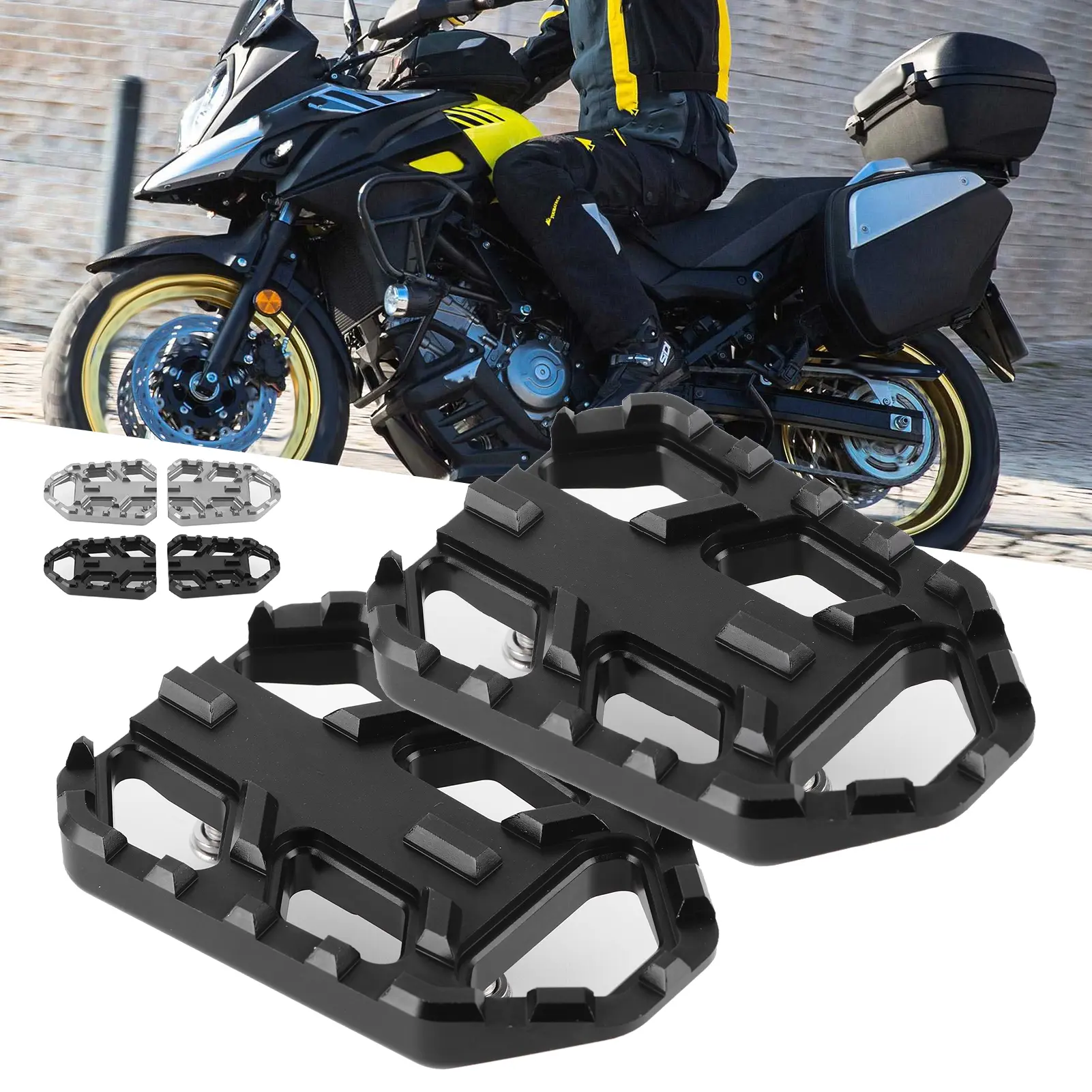 Motorcycle Wide Footrest CNC Aluminum Alloy Pedals Fit for Suzuki DL650 DL1000 VSTROM 650XT/1000XT