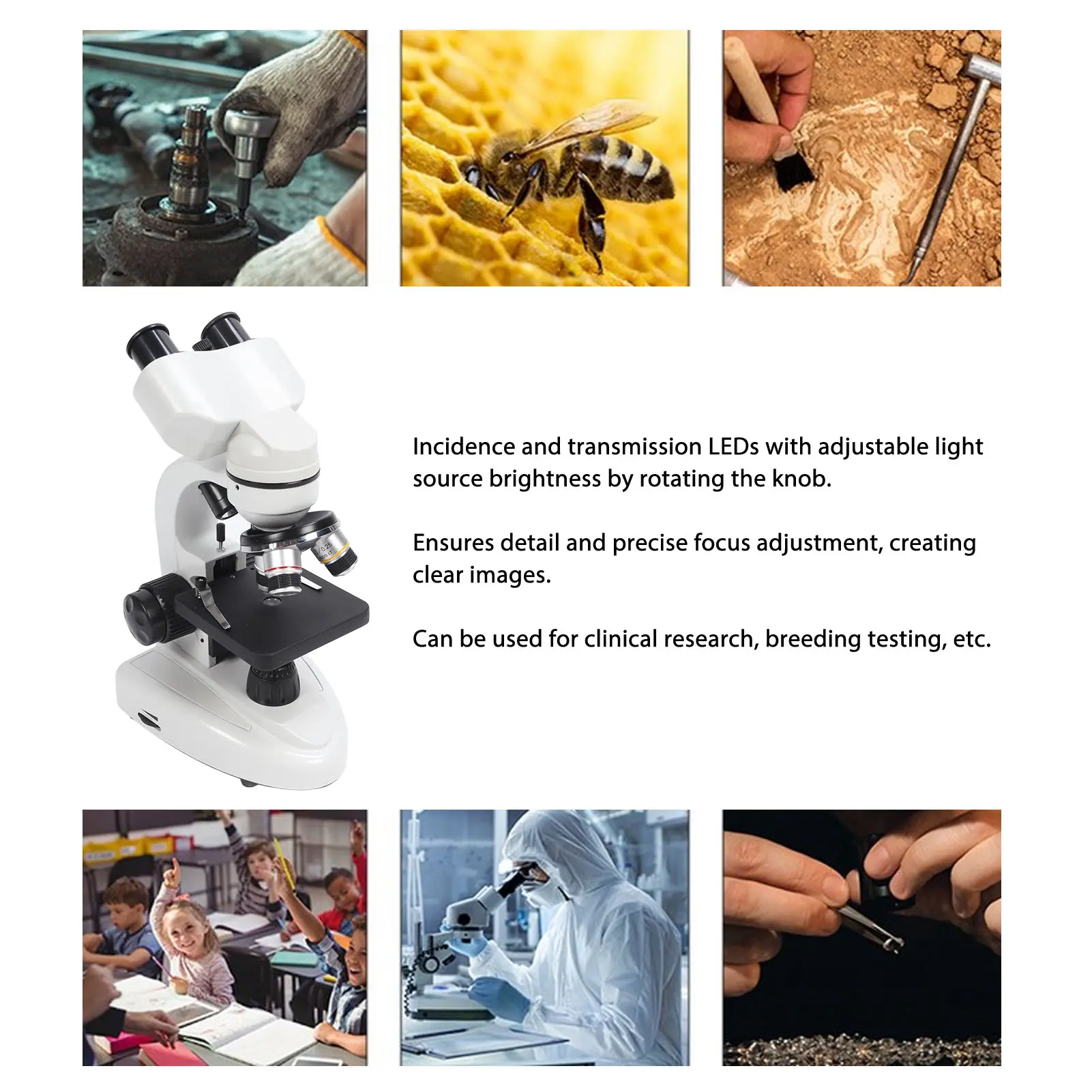 Binocular Microscope 40X‑5000X 360° Rotation Clear Image High Definition for Inspection Laboratory Microscope