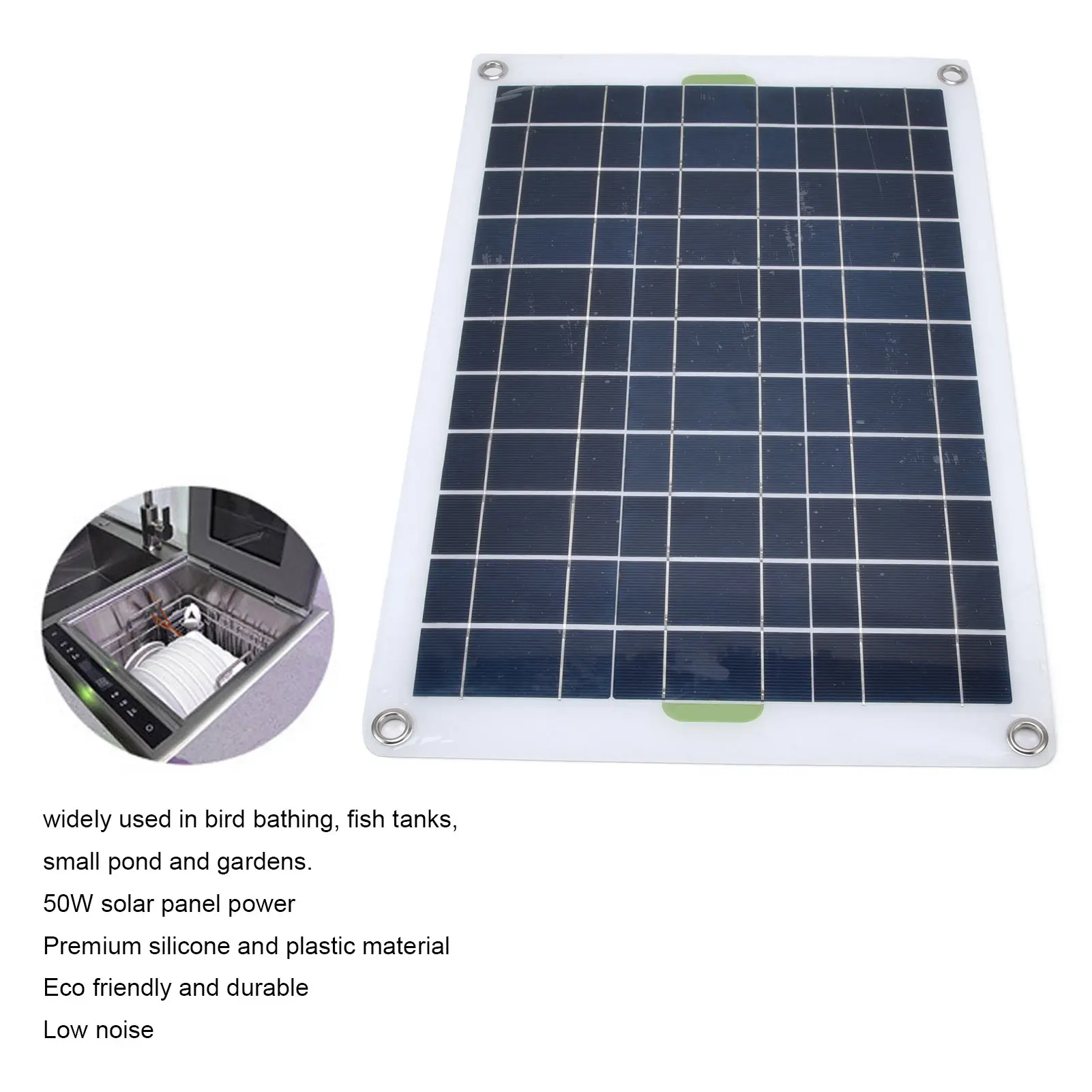 Solar Water Pump Kit Panel 800L/h 12V Low Noise DC Eco Friendly Sturdy Silicone Plastic Solar Pond Pump for Garden