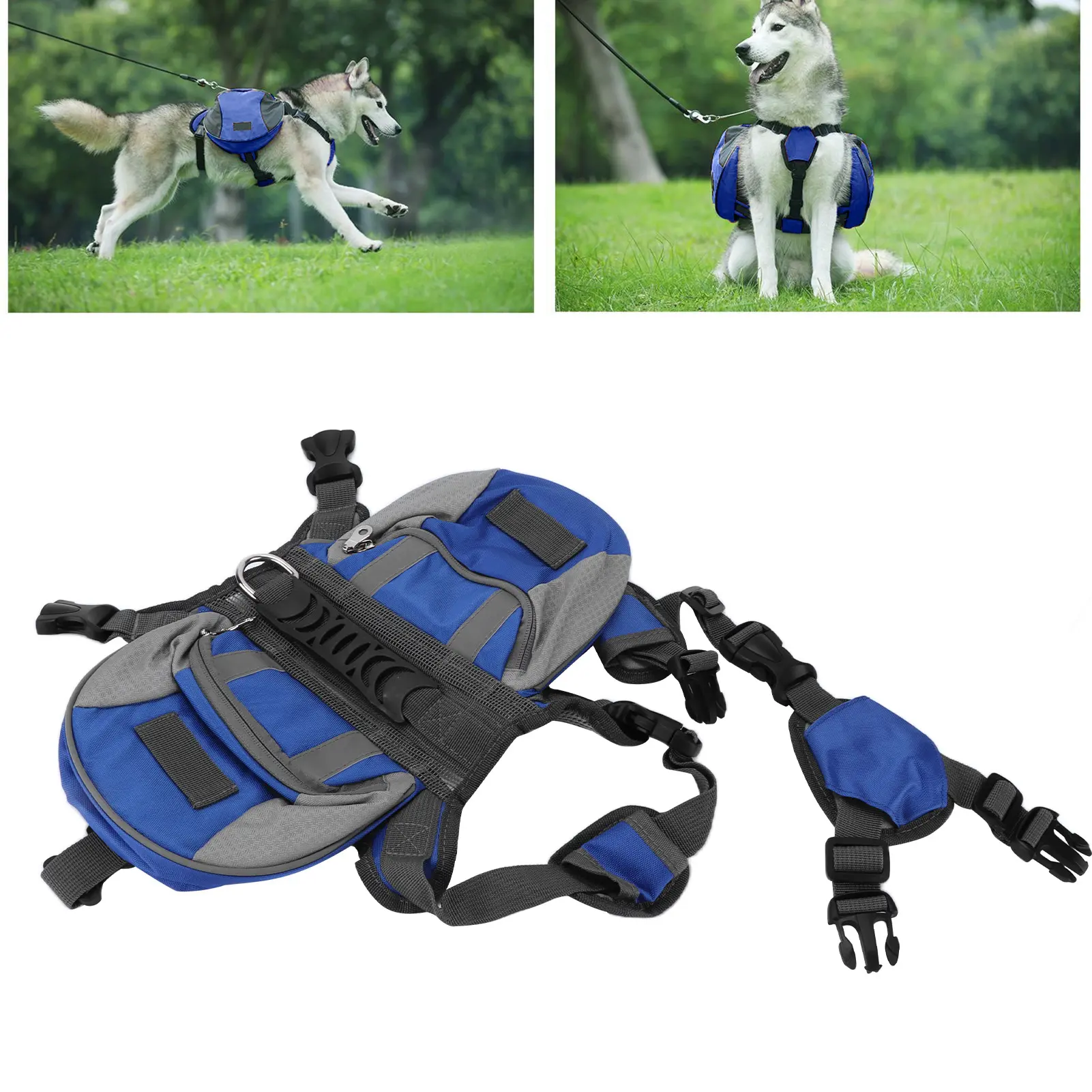 Hound Dog Saddlebags Camping Hiking Reflective Strip Backpack Saddle Bag for Small Medium Large Dogs