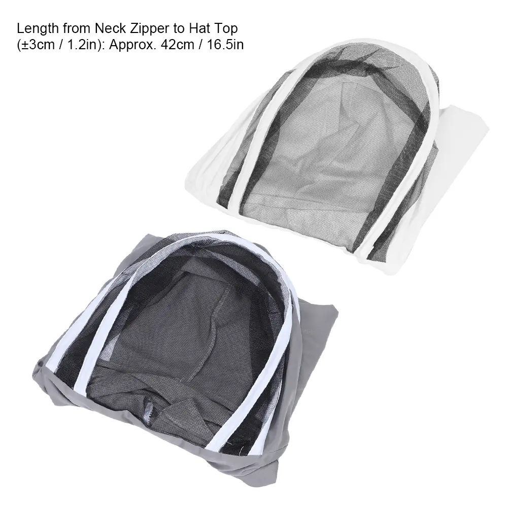 Beekeeping Protective Veil Jacket Bee Suit Smock with Double Zippers Beekeeper Accessory
